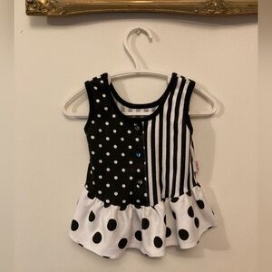 Vintage Milton Fun Polka Dot and Stripe Sleeveless Ruffle Tank Top No Size